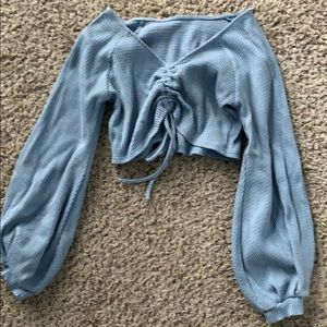 Blue long sleeve crop top